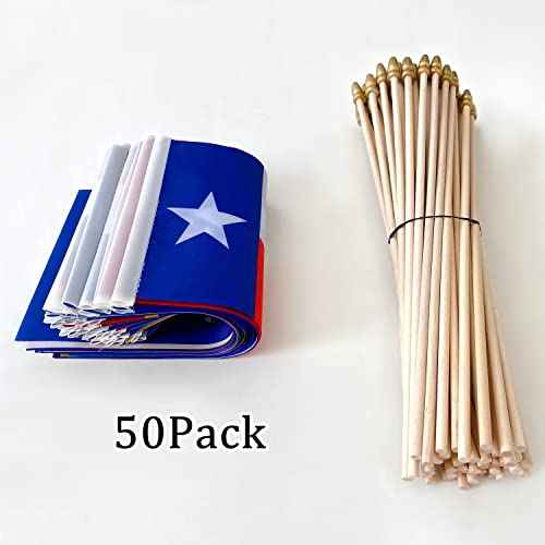 US 50 State Flags Set on Wood Stick Small Mini Hand Held Flags for Classroom,5x8 Inch
