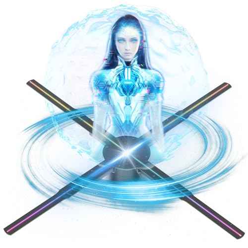 3D Hologram Fan, 26 Inch 2000 * 1536PX Hi-Resolution 768 HD LED Beads Holographic Fan, Holographic Video Advertising Projector Support APP+Bluetooth Audio+WiFi (65CM 16G)