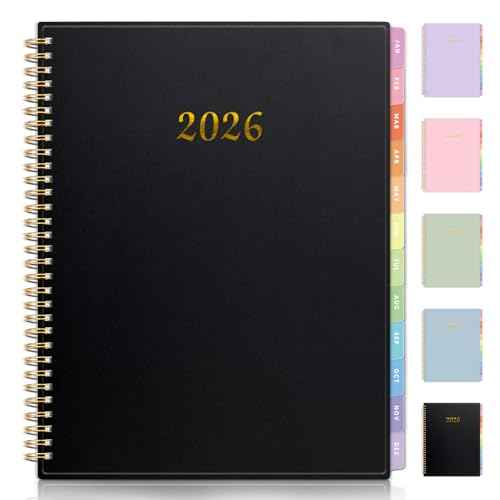 2026 Planner, Annecy Weekly £¦ Monthly Planner 2026, Jan. 2026 ? Dec. 2026, 8.5" x 11" Monthly Agenda Planner with Tabs, Waterproof Flexible Cover, Spiral Binding, Double-sided Pocket, Bookmark, Black