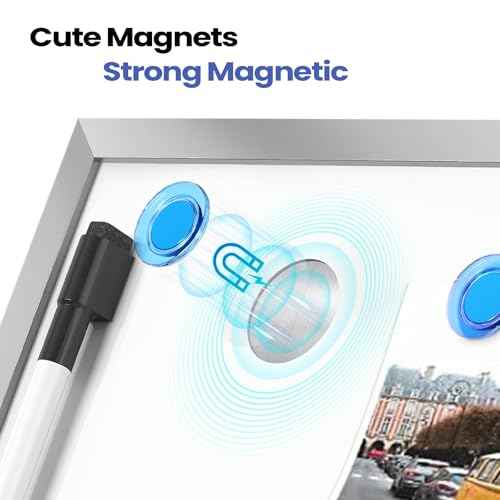 Small Desktop White Board with Stand, 10" x 10" Double-Sided Silver Aluminium Frame Whiteboard for Kids, Mini Dry Erase Board for Home, Office, School