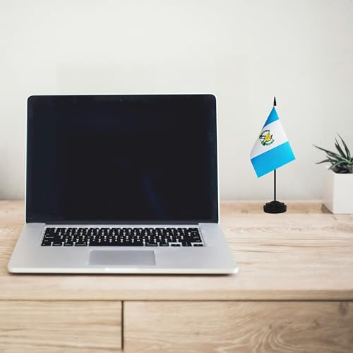 Yamiuo 2 Pack Guatemala Desk Flag Set with Black Pole & Base - Small Miniature Office & Classroom Decor