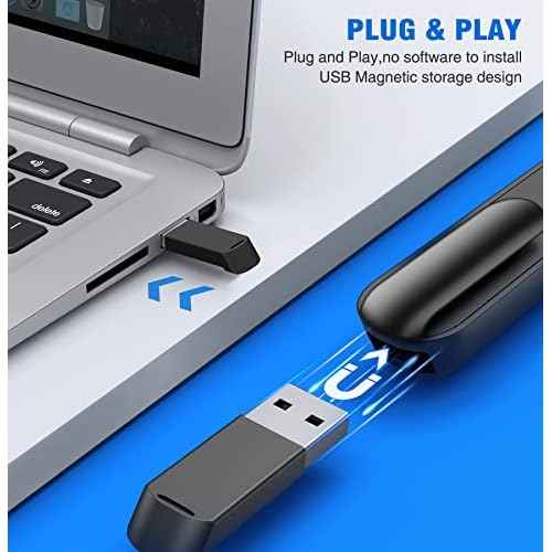 DINOSTRIKE Wireless Presenter Remote with Air Mouse Control, Rechargeable USB Presentation Clicker PPT Pointer RF 2.4GZ PowerPoint Clicker Slide Advancer for Computer Laptop Mac