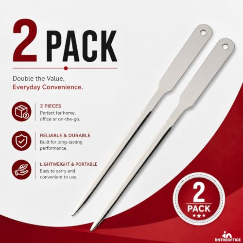 1InTheOffice Chrome-Plated Letter Opener 2 Pack - 9" Envelope Slitter with Comfort Grip