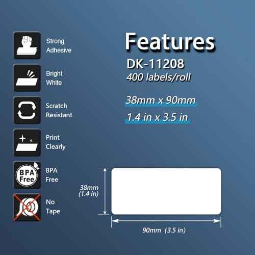 BETCKEY - Compatible Large Address Labels Replacement for Brother DK-1208 (1.4 in x 3.5 in), Use with Brother QL Label Printers [10 Rolls/4000 Labels]