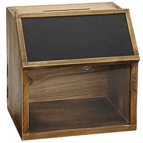 MyGift Tip Jar,Suggestion Box,Donation Box for Fundraising,Wooden Tip boxes with Slot and Lock,Prayer Boxes with Chalkboard Label and Keys for Church,Wedding