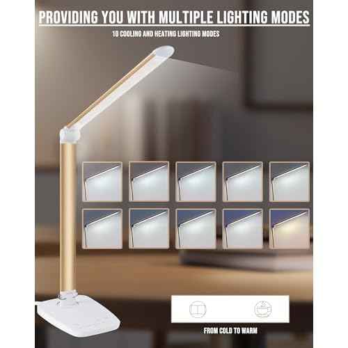 Lichamp Dimmable LED Desk Lamp with USB Charging Port, Touch Control Foldable Gooseneck Free Rotation Adjustable Eye Care Table Lamp, Bedside Reading Light with UL AC Adapter (Pink Gold)