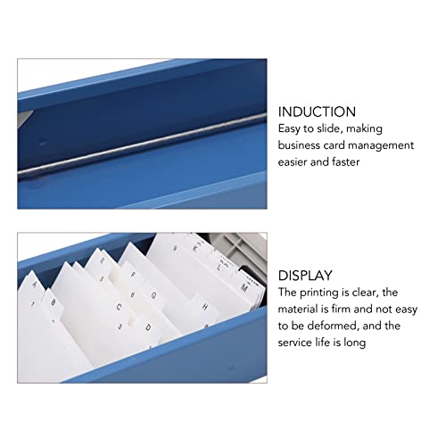 Index Card Box,Card File Holder Organizer Metal Base Heavy Duty Enlarged Space Transparent Plastic Sliding Design Credit Card Box for Index Cards Acrylic