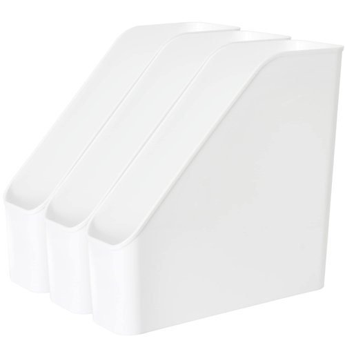 Youngever 3 Pack File Folder Bin Storage, Plastic File Folder Bin Organizer with Handle (White)