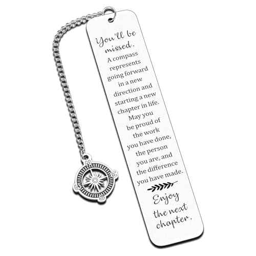 Coworker Leaving Gifts for Women,Farewell Going Away Goodbye Gifts for Coworker Friends Her Nurse Boss Teacher Employee Compass Bookmark You Will Be Missed Retirement Gifts for Women