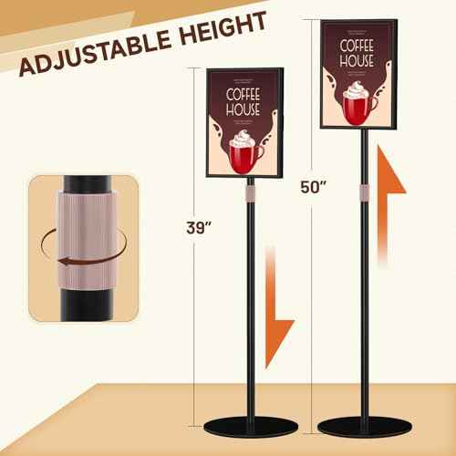 Sign Holder Stand 8.5x11 inch - Flip Open Pedestal Floor Standing Sign Holder, Adjustable Versatile Sign Stands for Display, Floor Sign Holder with Easy Replacement for Events and Promotions (1 PACK)