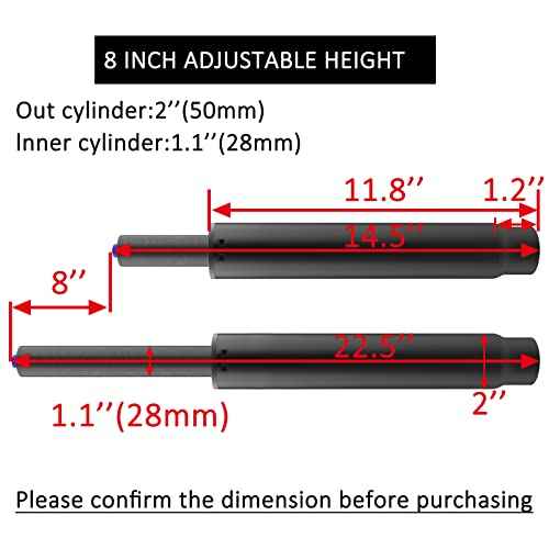 MySit 8" Office Chair Gas Lift Cylinder Replacement Parts, Heavy Duty 450lbs Long Stroke Hydraulic Pneumatic Shock Piston Universal Size Fits Most Chairs Tall Person, Class 4