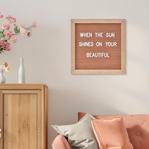 Veskaoty Felt Letter Board 10x10 Inch with 541 Letters & Stand - Brown