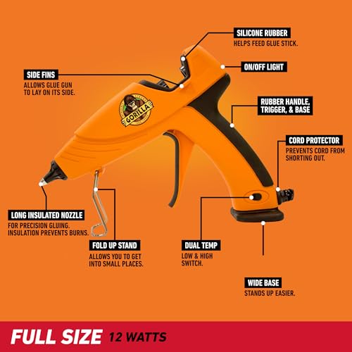 Gorilla Dual-Temp Full-Size Glue Gun Kit with 45 Sticks