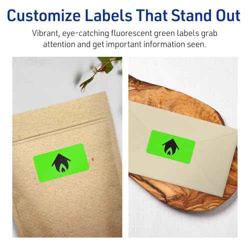 Avery Printable Rectangle Labels, Sure Feed Technology, 2" x 2-5/8", Neon Green Labels, Laser/Inkjet Printable, 600 Total, Great for Mailing