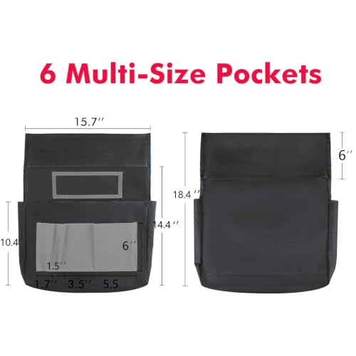 AUVCAS Black Chair Pockets for Classroom, 6-Compartment Student Organizer
