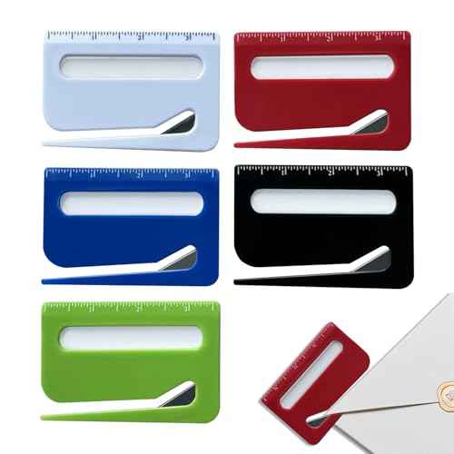 5Pcs Letter Opener Envelope Slitter,Mail Opener Tool,Envelope Opener Slitter,Envelope Opener for Office,Wrapping Paper Cutter with Hidden Blade, Package Opening Tool with Scale and Magnifying Glass