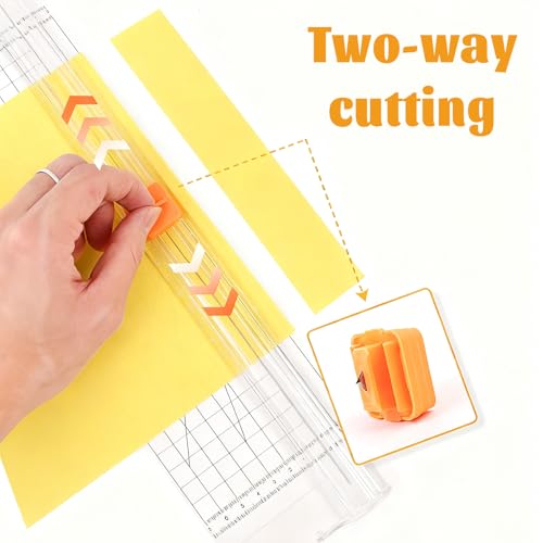 14-Inch Dual-Blade Paper Cutter with Adjustable Guide & Built-in Tape Measure