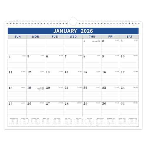2026 Calendar - 2026 Wall Calendar from Jan. 2026 - Dec.2026, Wall Calendar 14.8'' x 11.5'', Calendar 2026 Wall with Julian Date, Thick Paper, Large Block