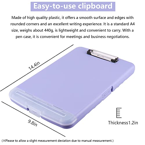 Light Purple Storage Clipboard with Pen Holder, A4 Nursing Binder, Side-Opening Heavy Duty