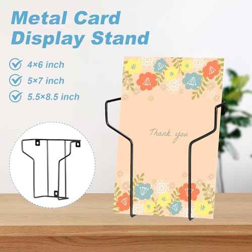 Wall Mount Greeting Card Display Stand - 4x6'' & 5x7'' Black Metal Card Display Case & Elegant Wire Organizer Rack for Postcards