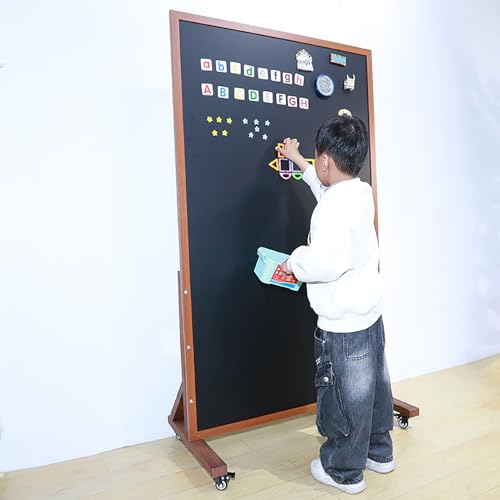 TRUNXUCL Double Sided Magnetic Whiteboard on Wheels - Natural 60x90cm/24x35in