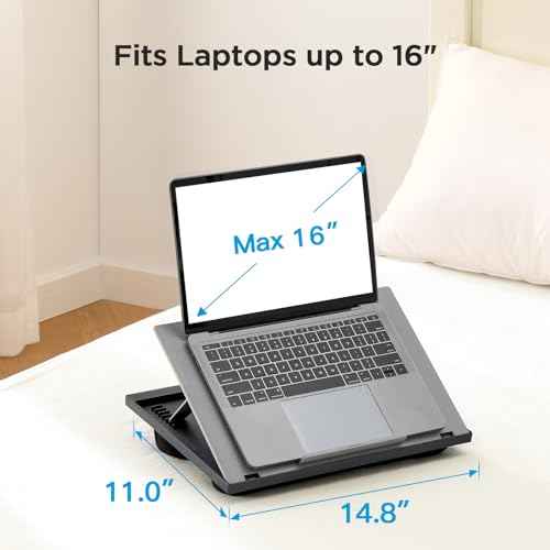 HUANUO Adjustable Lap Desk - with 8 Adjustable Angles & Dual Cushions Laptop Stand for Car Laptop Desk, Work Table, Lap Writing Board & Drawing Desk on Sofa or Bed, HNLD2G
