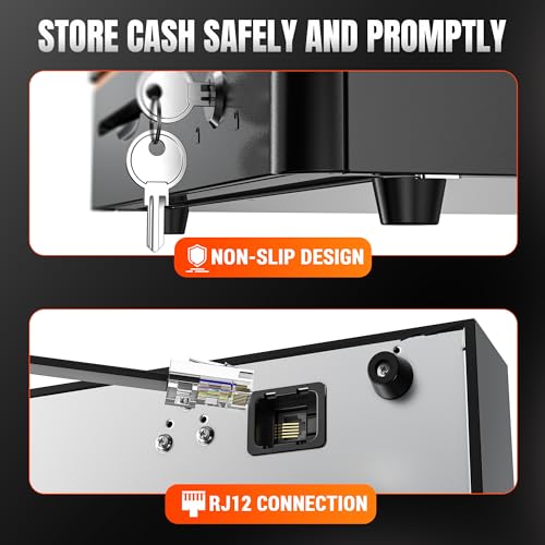 Tera 16" Cash Register Drawer 5 Bill 8 Coin with 6 Keys, Media Slot, RJ12, 405R (Black)