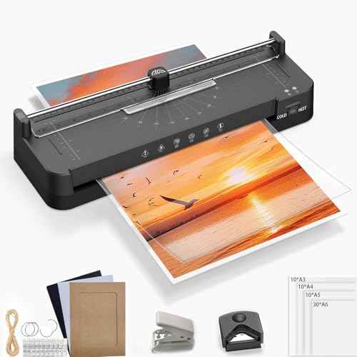 Locamp Laminator Machine,13-Inch,A3 Thermal Laminating with 50pcs Laminating Sheets&Accessories Office Desktop Laminate Machine,for Teachers Personal (BLACK-FN337)