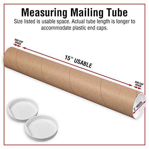 CLAUVINCK 2" x 15" Kraft Mailing Tube, shipping, Heavy Duty Mailers Poster Tube Packing 2 inches x 15 inches Office