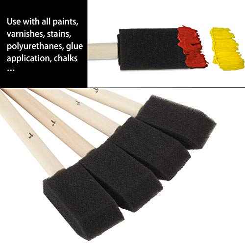 200 Pack 1 inch Foam Brush Sponge Wood Handle Paint Brush Foam Sponge Brush for Acrylics, Stains, Varnishes, Crafts