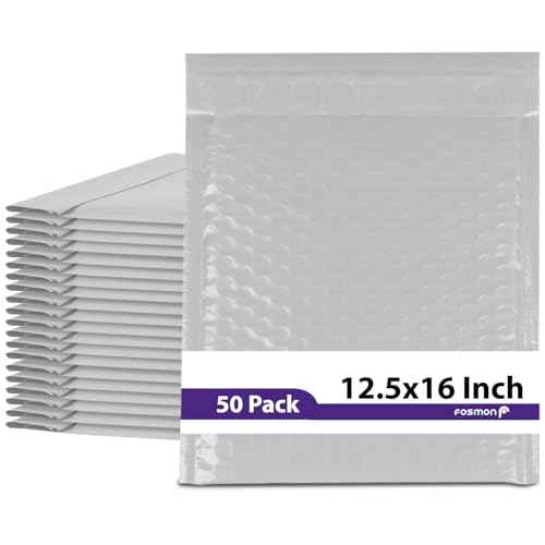 #6 Poly Bubble Mailer 12.5 x 16 (50 Pack), Lightweight Water/Dust/Shock/Tear Resistant Padded Shipping Envelopes for Book, Magazine, Documents