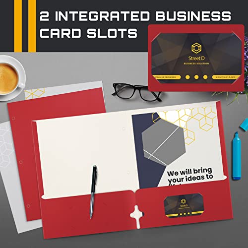 Better Office Products Red Two Pocket Portfolio Folders – Letter Size, 50-Pack