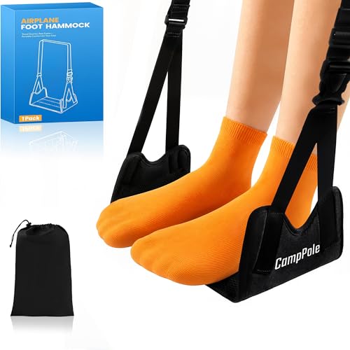1 Pack CampPole Airplane Foot Hammock No-Collapse Foot Rest - Adjustable Travel Foot Rest