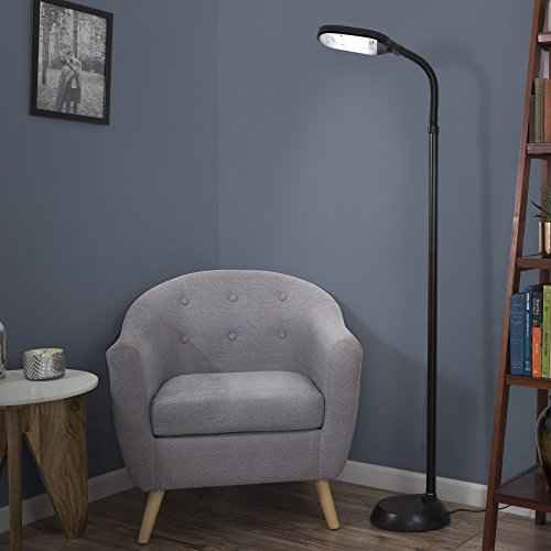 Floor Lamp - Full Spectrum Natural Sunlight Lamp with Bendable Neck - Reading, Craft, Studying, and Esthetician Light by Lavish Home (Black)