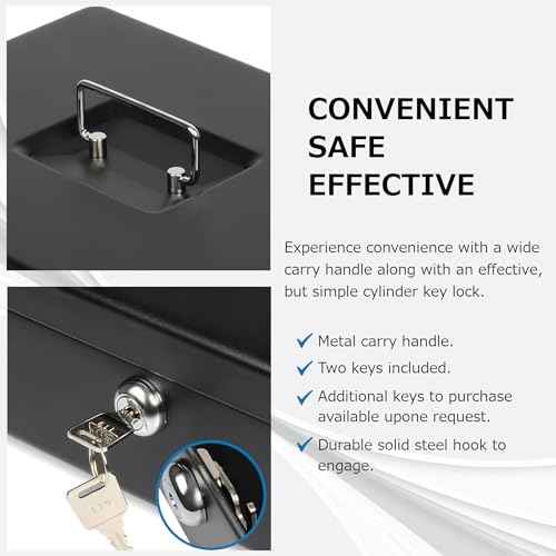 CARL CB-2011, Lockable Cash Box with Coin Tray ? Durable Metal Money Box with Key Lock for Bills & Change ? Portable Organizer for Markets, Events, Vendors & Fundraisers.