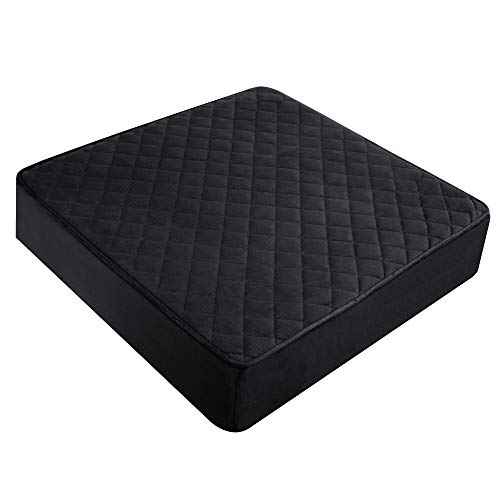 Extra Large 22x22x5 Medium-Soft Memory Foam Seat Cushion for Recliner, Armchair, Couch - Washable Velvety Cover with Waterproof Layer,Non-Slip Base - Tailbone Pain,Pressure Relief - Black