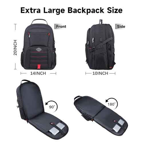 18.4 Inch Travel Laptop Backpack,Extra Large Backpack, Laptop Backpack for Men, 55L Water Resistant TSA Airline Approved Business Work College School Computer Bag with USB Port