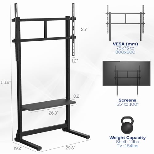 VIVO Universal TV Stand 55-100 inch with Storage Shelves, Heavy-Duty Steel