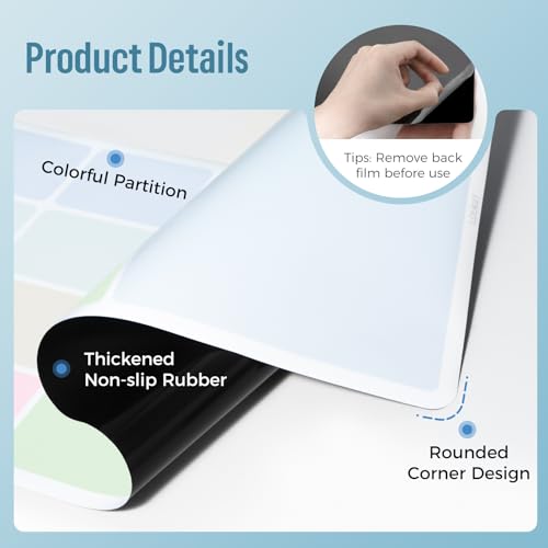 LOUKIN Erasable Dry Erase Desk Mat, Mouse Pad, Writing White Board, Non-Slip Desktop Protector for Office, Home, School (Includes 2 Wet Erase Markers & Cleaning Cloth) 32"x14"