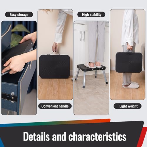Black 11-Inch Folding Step Stool with Non-Slip Large Platform - STOODER