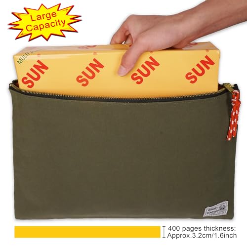 Rough Enough Green Army Document Organizer Pouch - Heavy Duty Canvas File Folder