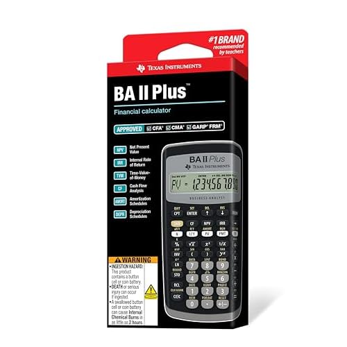 Texas Instruments BA II Plus Financial Calculator, Black Medium