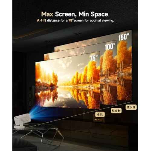 ¡¼Auto Focus&1080P¡½Magcubic Mini Smart Projector with 4K Support, Portable Projector with Wifi and Bluetooth, 5W Speaker, Built in Apps, Voice Control, Outdoor Movie Projector
