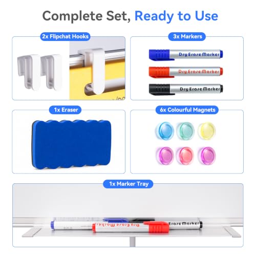 Maxtek 36x24 Inch Whiteboard with Tripod Stand & Adjustable Height - Portable Dry Erase Board for Presentation & Teaching