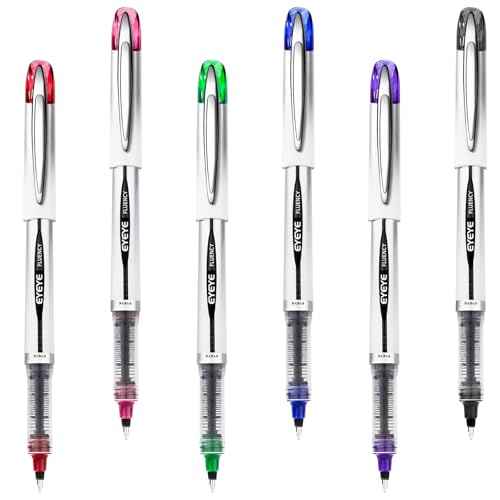 EYEYE Liquid Ink Rollerball Pen 0.7mm, 6 Assorted Colors Medium Point Pen Quick Dry, Liquid Ink Pens Fine Point Smooth Writing Pens for Journaling, Note Taking, Office, School Supplies