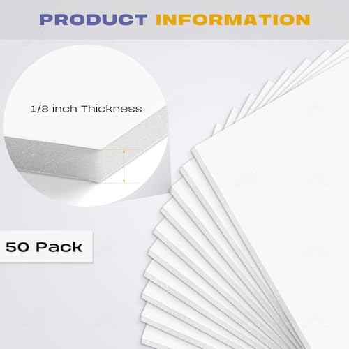 Golden State Art, Pack of 50, Foam Core Backing Boards (1/8" Thick, 11x14 White)