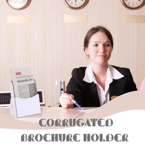 50Pcs Corrugated Trifold Brochure Holder 4.33x5.51 Inch with Slant Back - Literature Display Holder Stand for Rack Cards, Pamphlets, Menus, Flyers & Booklets - Countertop Organizer for Office,Store