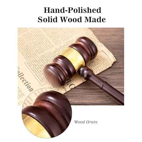 Perfect Desk Accessory, Wooden Gavel and Sound Block Set for Lawyers, Judges, Chairmen of The Board Auction, Club Presidents