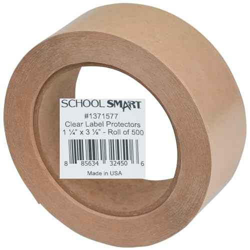 School Smart Vinyl Label Protectors, Round Corner Rectangle, 1-1/4 x 3-1/8 Inches, Clear, Pack of 500 - 1371577