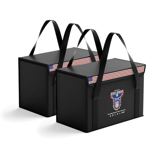 12V 100Ah LiFePO4 Lithium Battery Fireproof Safe Bag Large Capacity Explosion-Proof Battery Bag LiPO Safe Bag Waterproof Battery Storage Box(14 * 9.5 * 7.8inch), 2-Pack